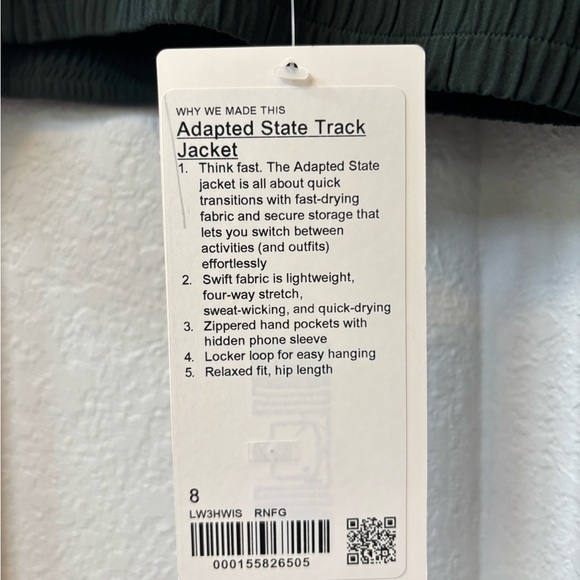 NWT!🍋🍋Lululemon Adapted State Track Jacket🍋🍋. Size 8. Rainforest Green. - Picture 13 of 13